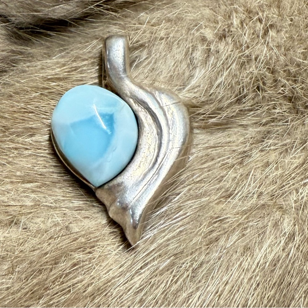 Estate larimar 925 sterling heart pendant